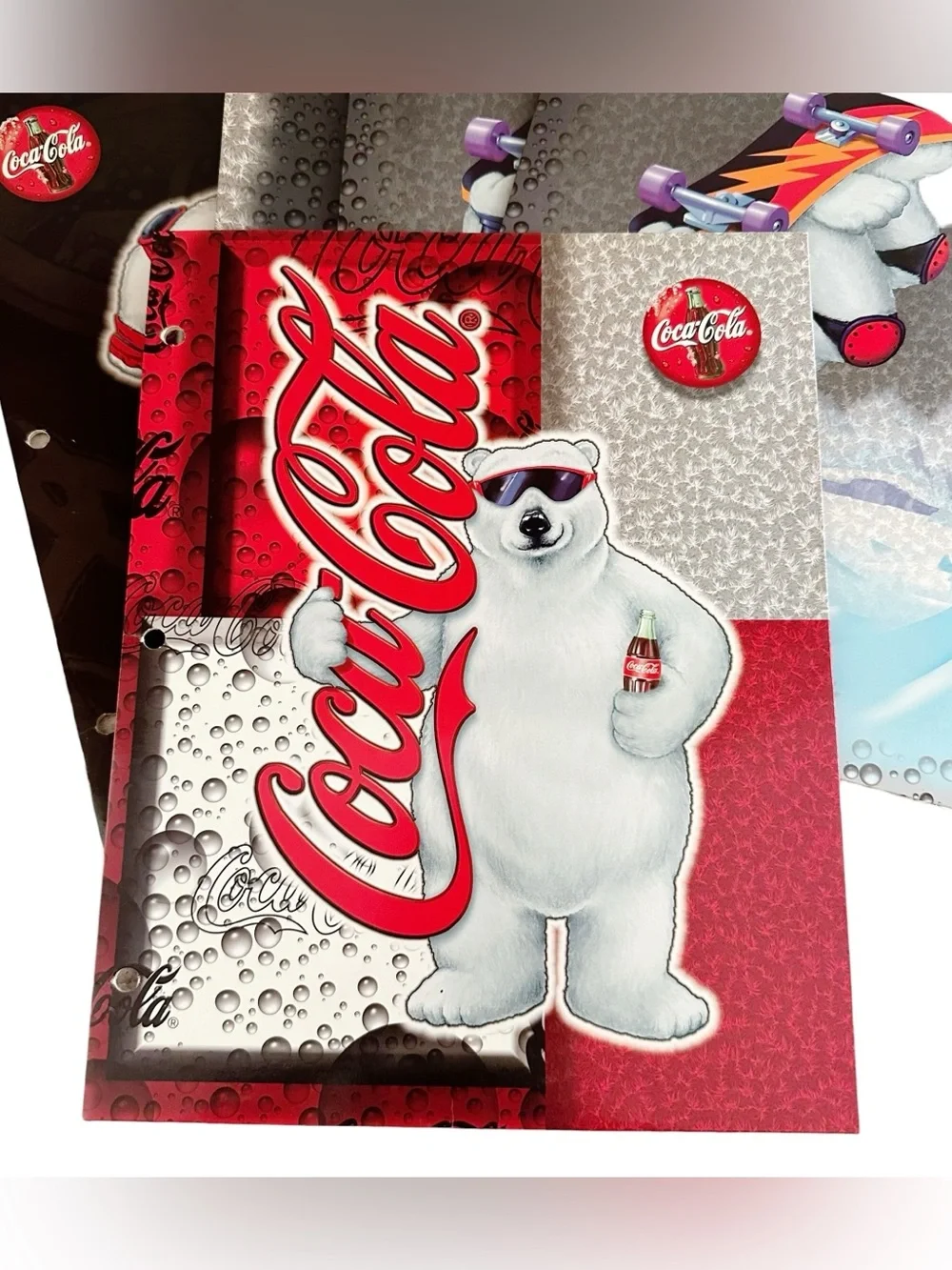 Coca-Cola Polar Bear Vintage 90s School Notebook Folders Lot of (5)